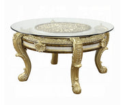 Acme Furniture Desiderius Antique Gold Brown 5pc Dining Room Set