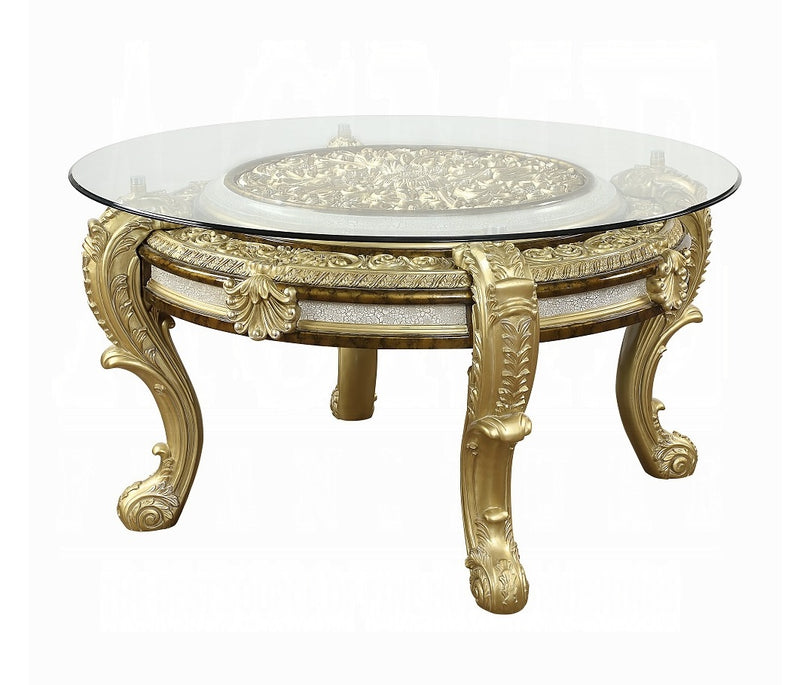 Acme Furniture Desiderius Antique Gold Brown 5pc Dining Room Set