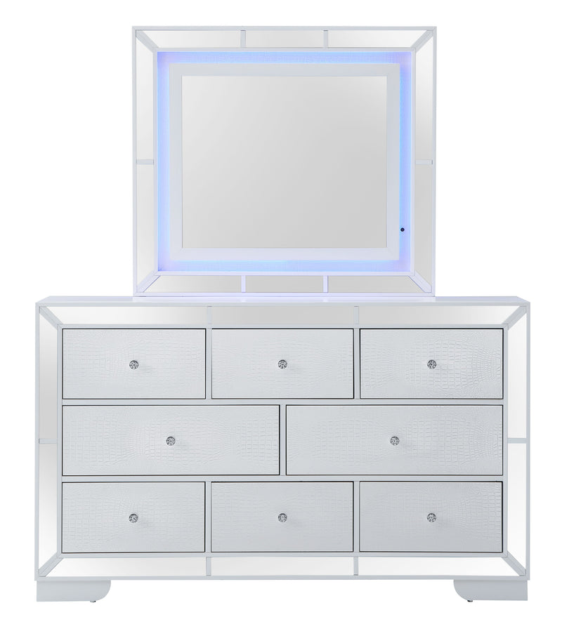 Glory Furniture Hollywood Hills Silver Champagne Dresser And Mirror