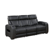 Home Elegance Fairway Black Power Double Reclining Sofa with Drop Down Cup Holders