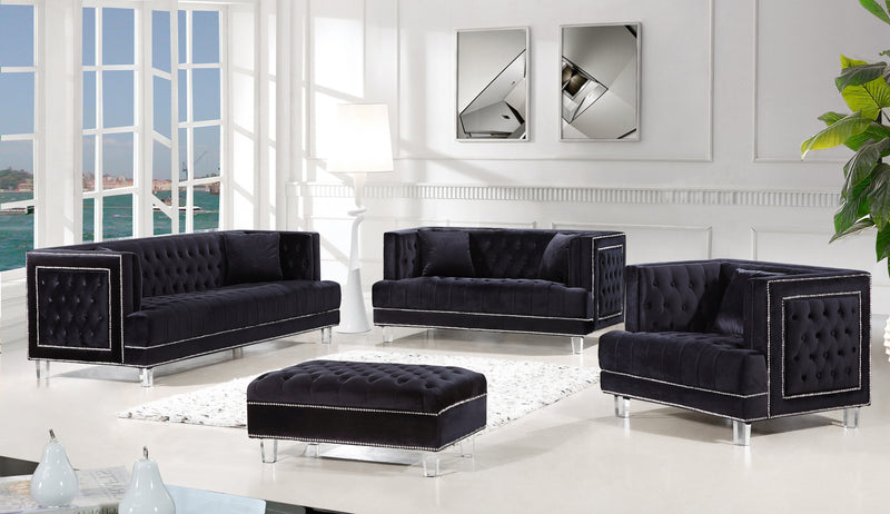 Meridian Furniture Lucas Black Velvet Loveseat