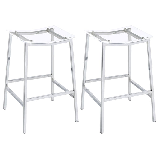 2 Coaster Furniture Jovani Clear Chrome Backless Bar Stools