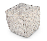 Steve Silver Kenzari Neutral Square Zigzag Handwoven Pouf