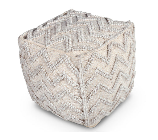 Steve Silver Kenzari Neutral Square Zigzag Handwoven Pouf