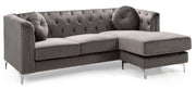 Glory Furniture Pompano Dark Gray Velvet Sofa Chaise