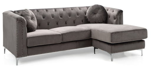 Glory Furniture Pompano Dark Gray Velvet Sofa Chaise