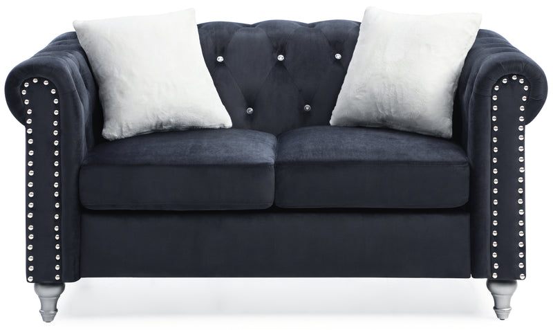 Glory Furniture Raisa Navy Blue Velvet Loveseat