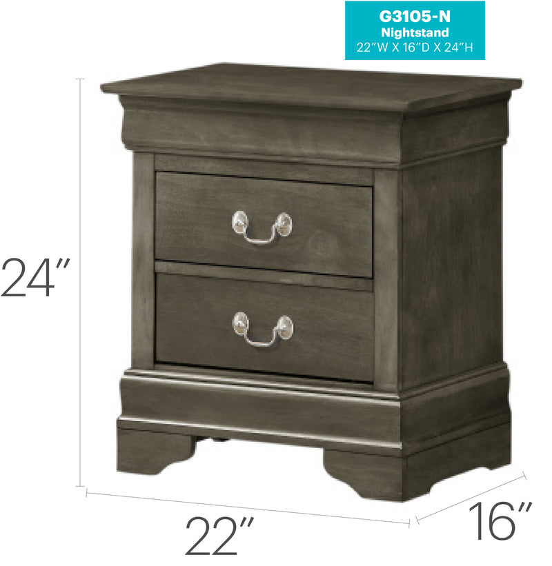 Glory Furniture Louis Phillipe Teal Nightstand