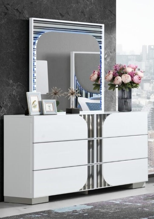 Global Furniture Talia White Dresser and Mirror