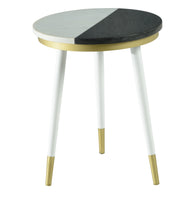 Steve Silver Taj Black White 2pc Marble Top Side Tables