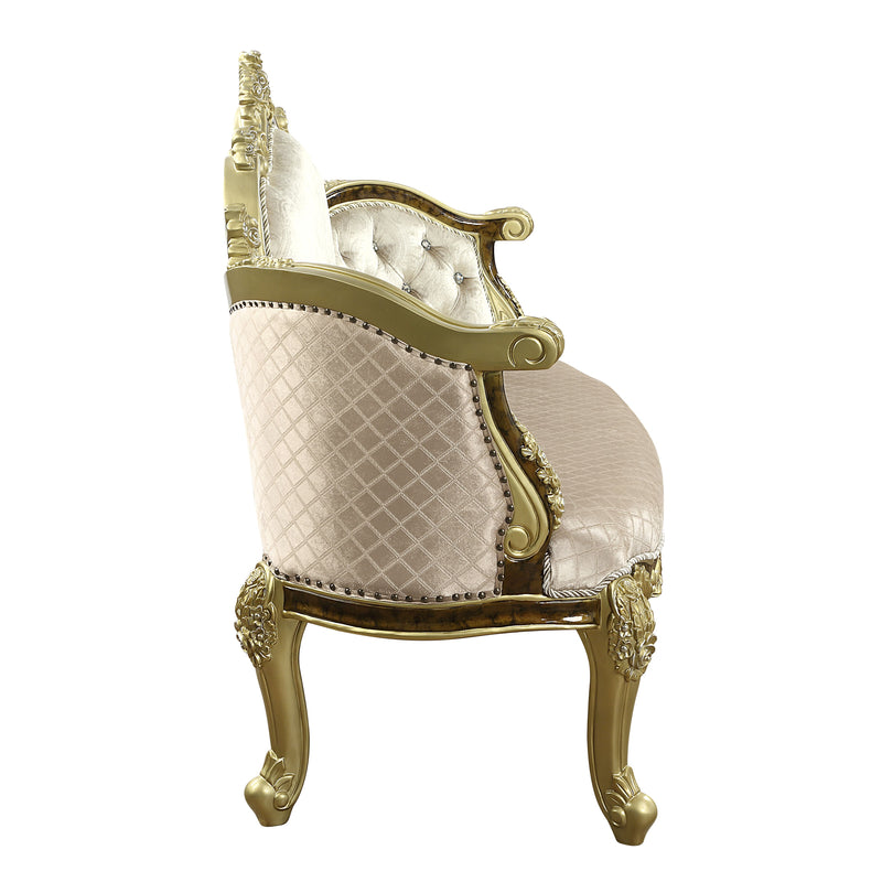 Acme Furniture Desiderius Beige Antique Gold Brown Bench