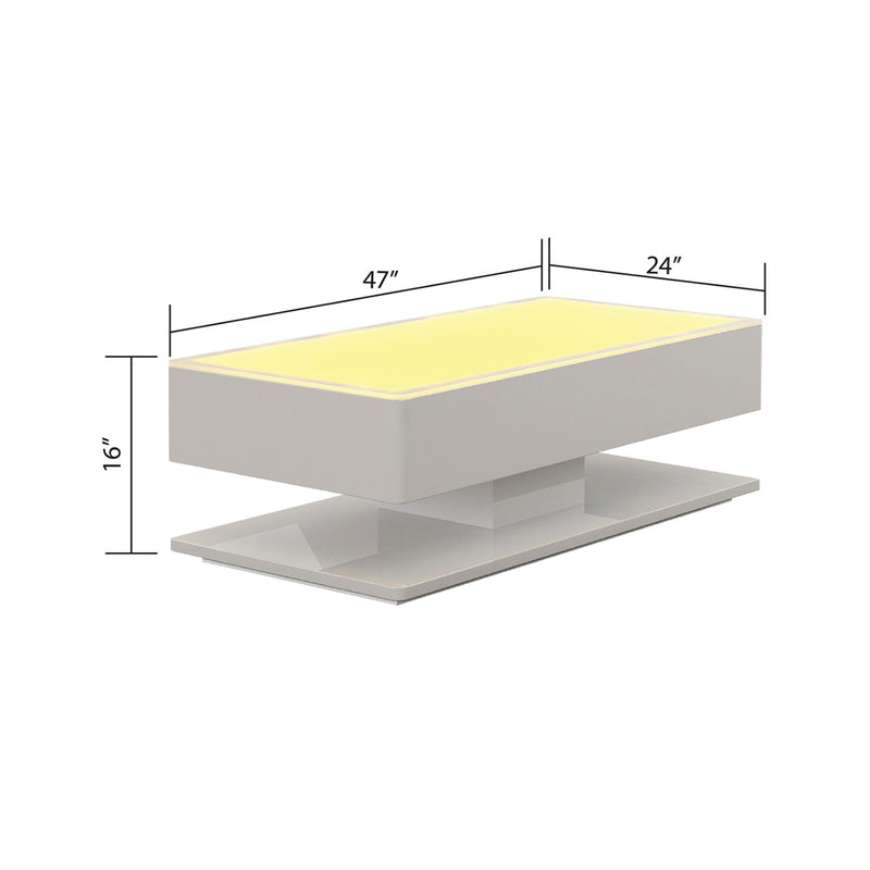 Galaxy Home Emma White LED Coffee Table