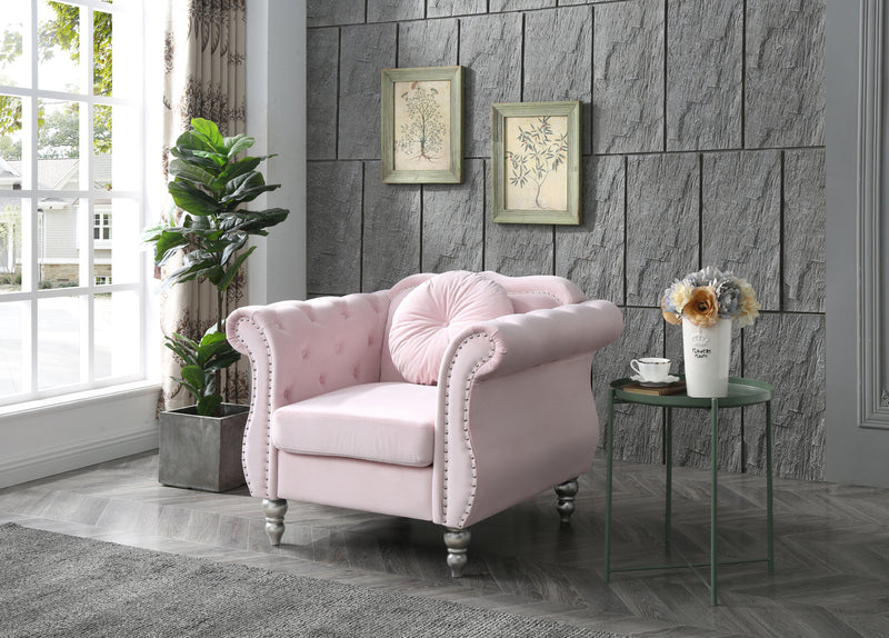 Glory Furniture Hollywood Pink Velvet Fabric Chair