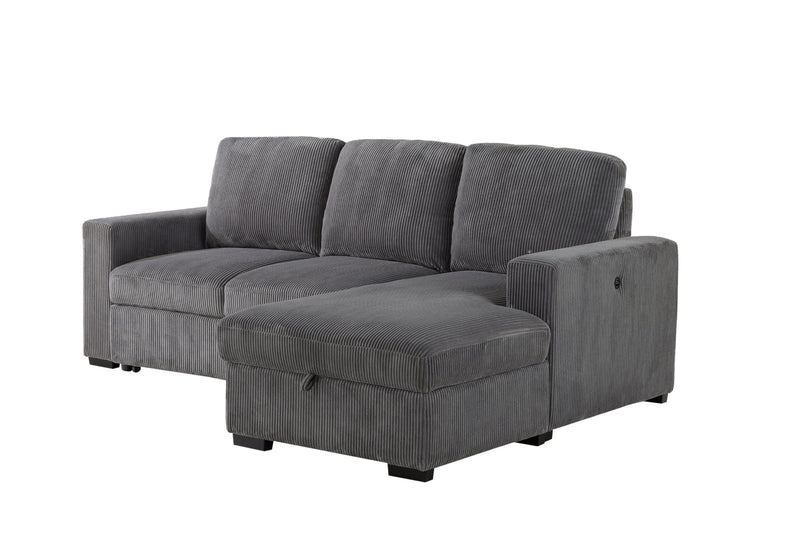 Global Furniture U2660 Grey L Sectional with Pullout