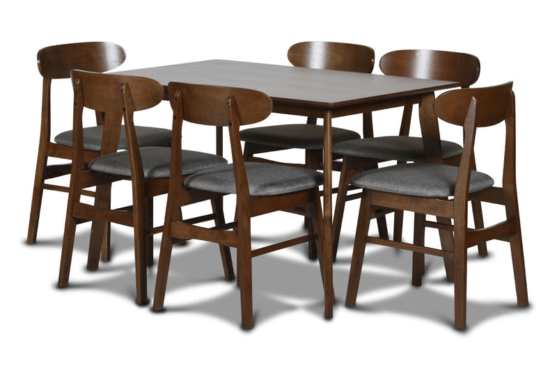 New Classic Furniture Morocco Walnut Brown Dark Gray 7pc Dining Room Set