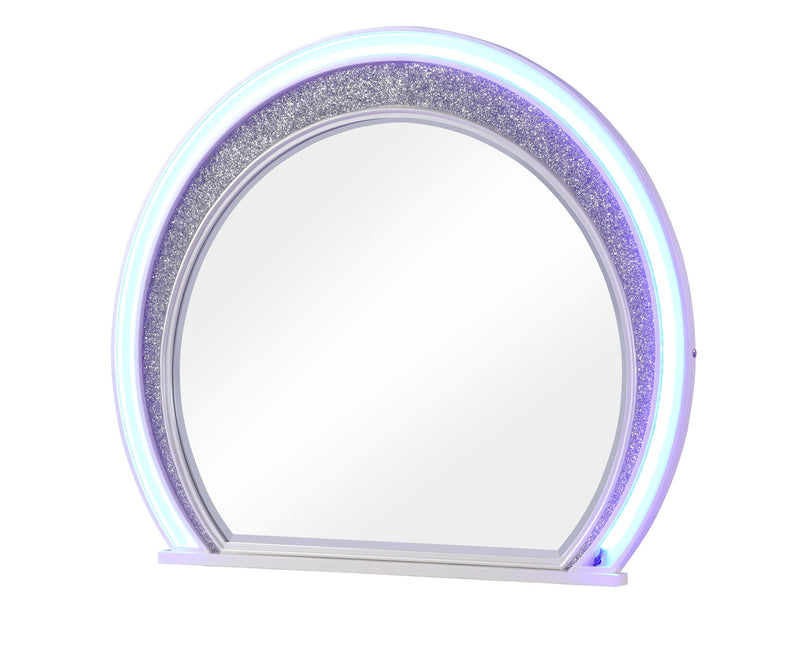Galaxy Home Perla Milky White Wood Mirror