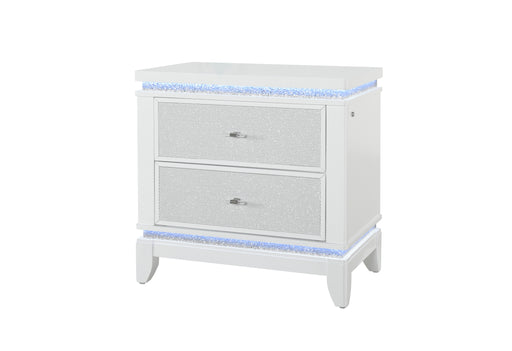 Global Furniture Alina White Nightstand with LED and USB