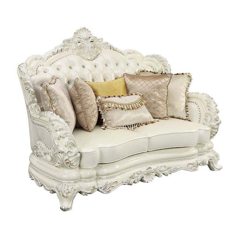 Acme Furniture Adara Pearl Antique White 2pc Living Room Set