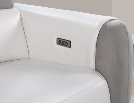 Global Furniture U8520 Grey White Power Console Reclining Loveseat