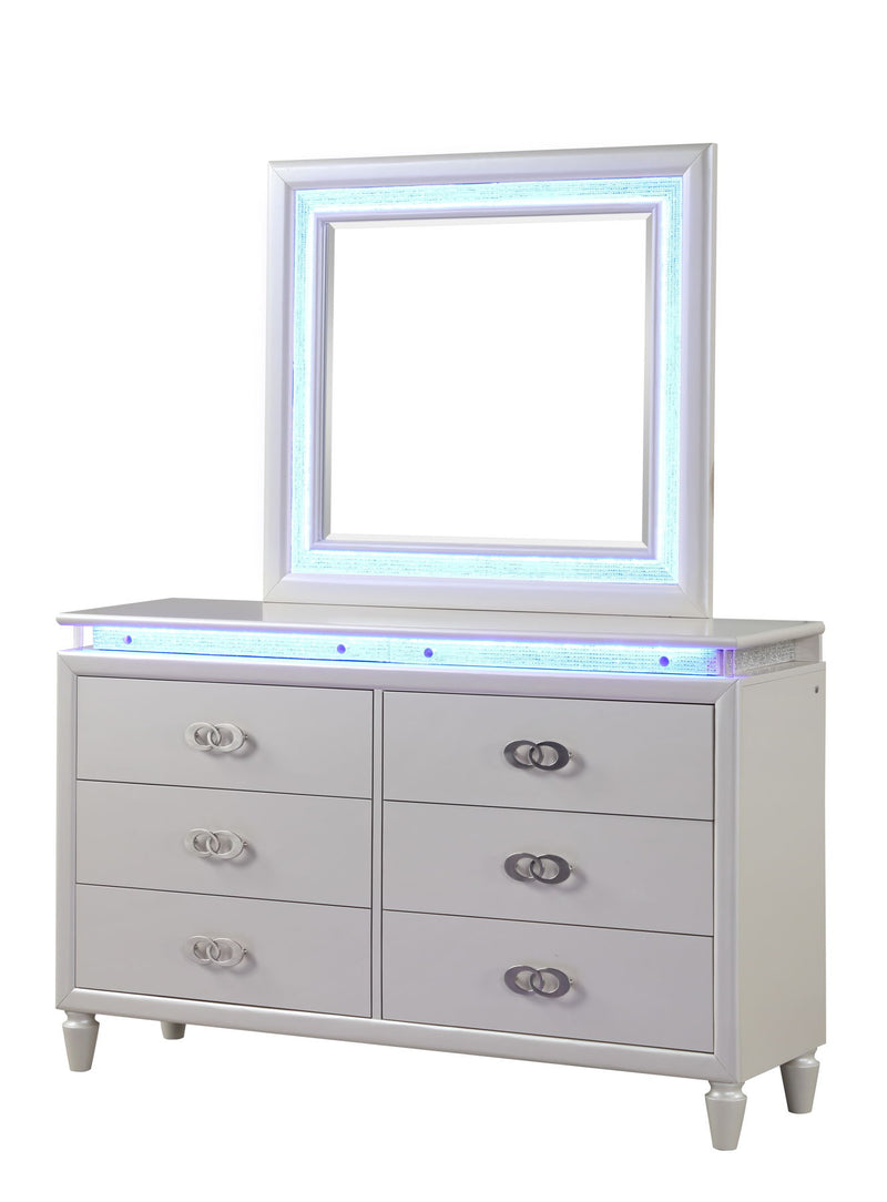 Galaxy Home Passion Milky White Dresser and Mirror