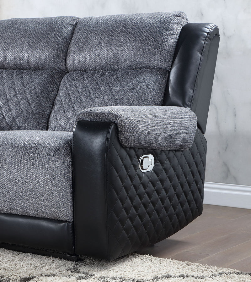 Global Furniture U5914 Black Grey Console Reclining Loveseat