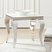 Coaster Furniture Luna White Chrome 3pc Coffee Table Set