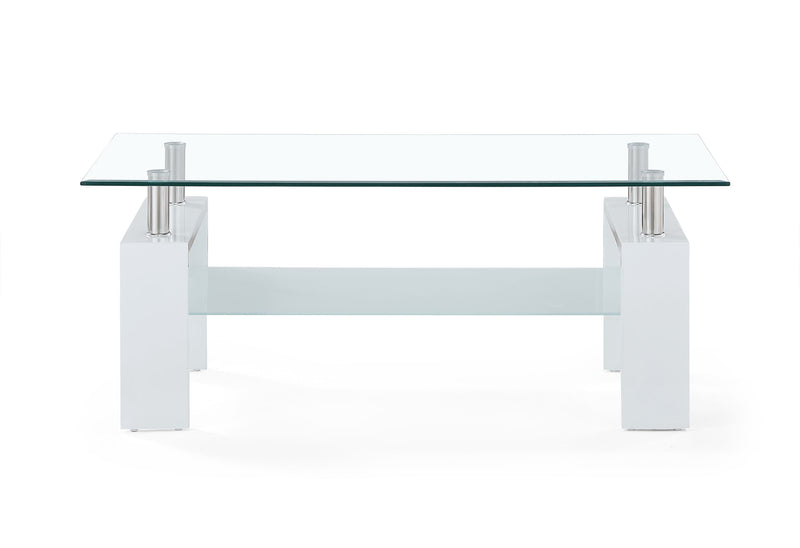 Global Furniture T648 Clear White Coffee Table
