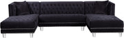 Meridian Furniture Moda Black Velvet 3pc Sectional