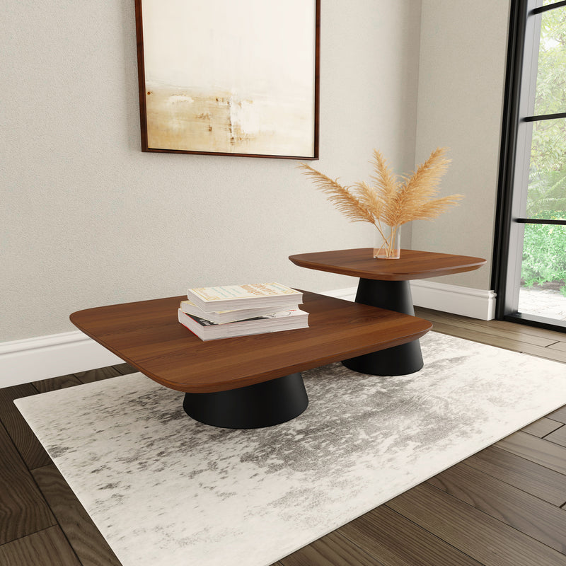 Coaster Furniture Eason Walnut Brown 2pc Coffee Table Set