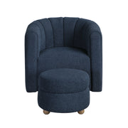 Home Elegance Delaney Blue Swivel Chair with Ottoman
