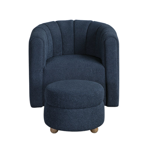 Home Elegance Delaney Blue Swivel Chair with Ottoman