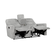 Home Elegance Lyndon Gray Double Reclining Love Seat with Console