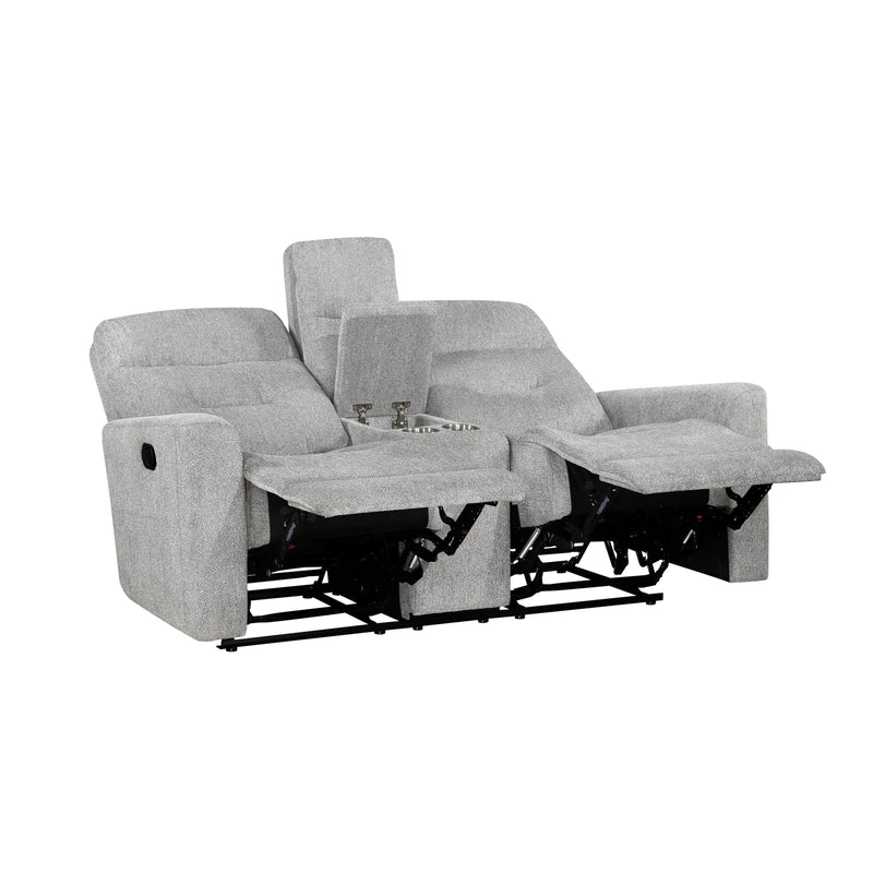 Home Elegance Lyndon Gray Double Reclining Love Seat with Console