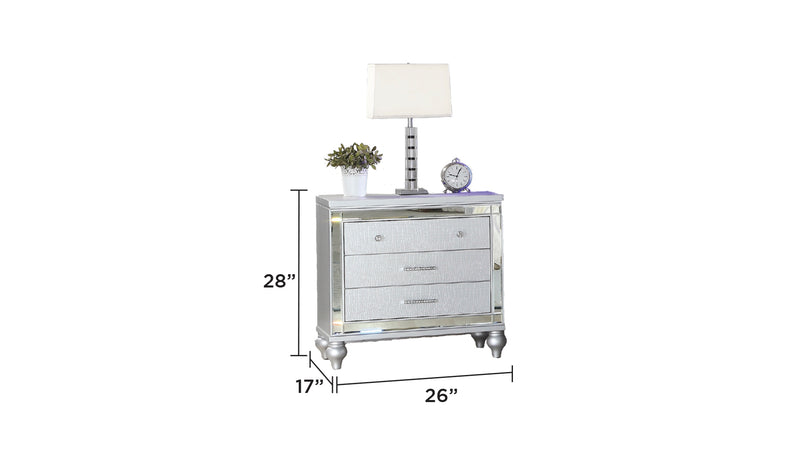 Galaxy Home Sterling Silver Wood Night Stand