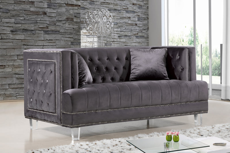 Meridian Furniture Lucas Black Velvet Loveseat