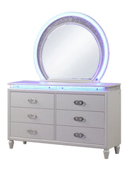 Galaxy Home Perla Milky White Wood Dresser and Mirror