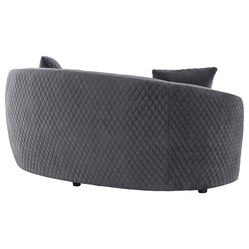 Coaster Furniture Brookside Dark Grey Velvet Curved Loveseat