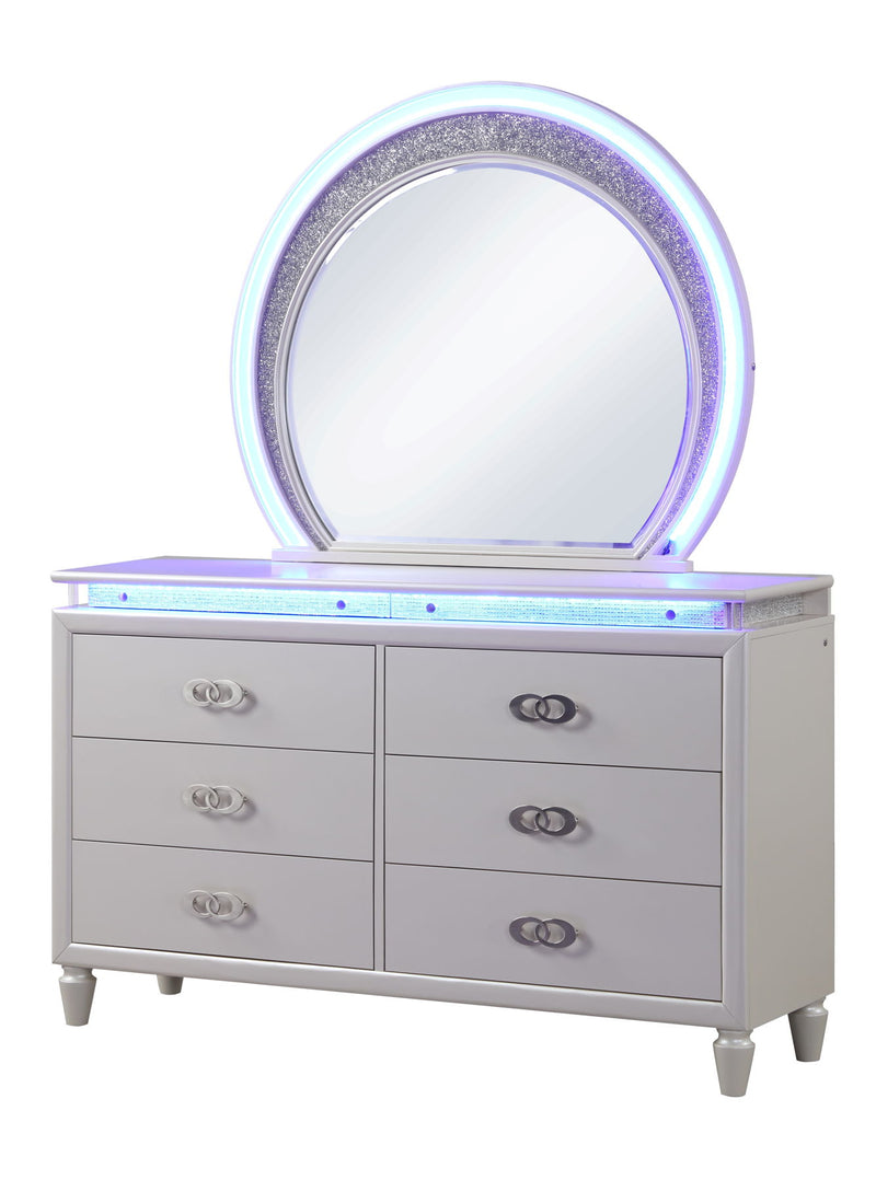 Galaxy Home Perla Milky White Wood Mirror