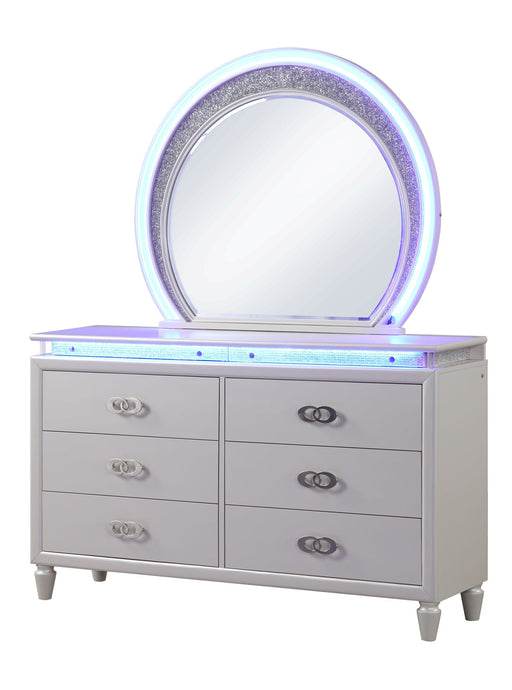 Galaxy Home Perla Milky White Wood Mirror