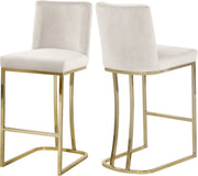 Meridian Furniture Heidi Cream Velvet Gold Counter Height Stool