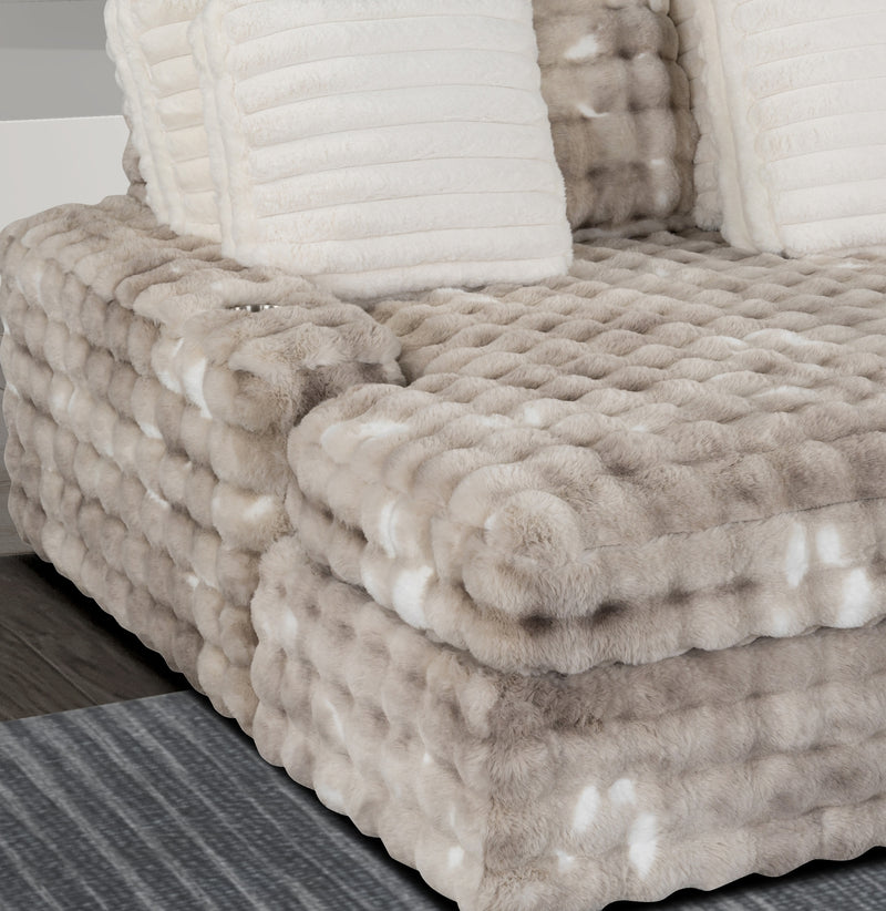 Global Furniture U8292 Grey Lounger Sofa with USB