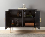 Steve Silver Benzara Black White 2 Door Bone Inlay Sideboard