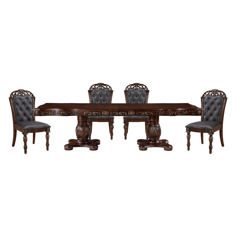 Home Elegance Adelina Cherry Gold 5pc Dining Room Set