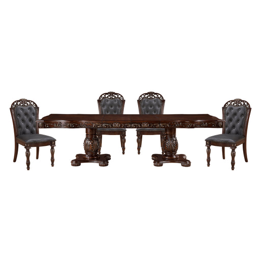 Home Elegance Adelina Cherry Gold 5pc Dining Room Set