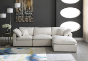Meridian Furniture Plush Cream Velvet Modular 4pc Sectional with Ottoman