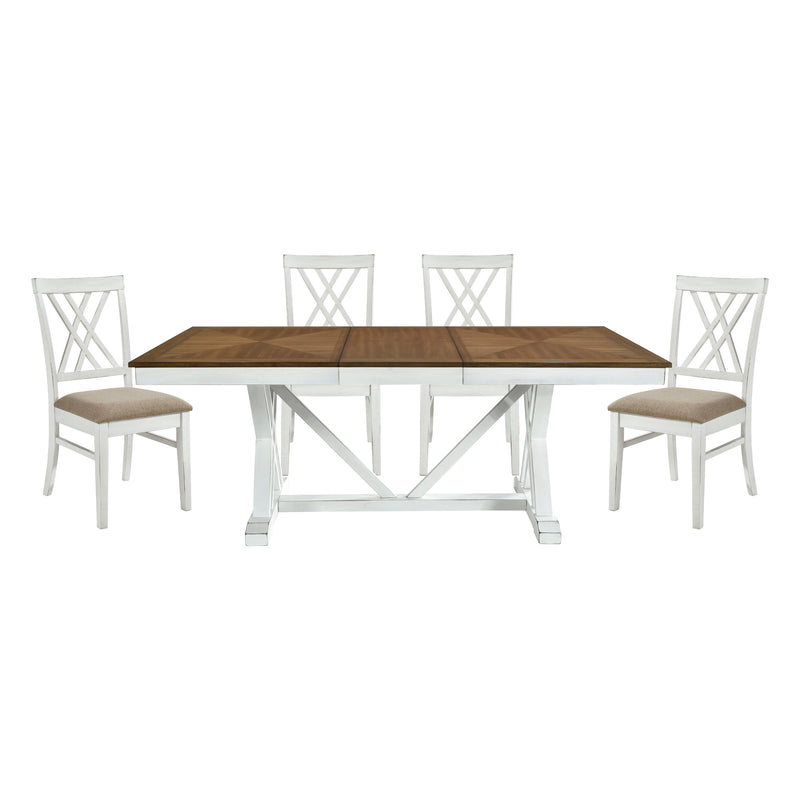 Home Elegance Brunson Oak White 5pc Dining Room Set