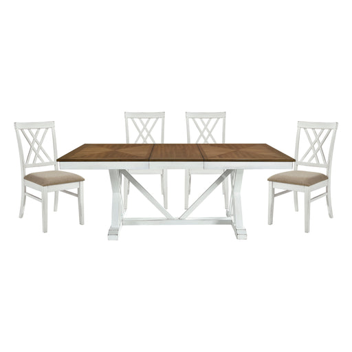 Home Elegance Brunson Oak White 5pc Dining Room Set