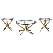 Coaster Furniture Brooke Rose Gold Brass 3pc Coffee Table Set
