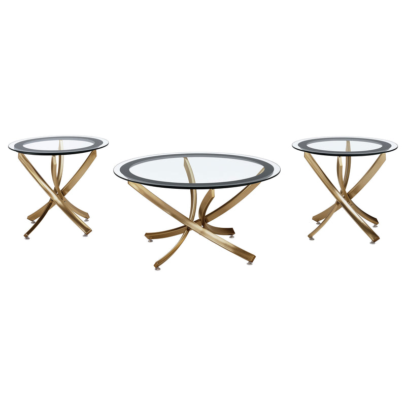 Coaster Furniture Brooke Rose Gold Brass 3pc Coffee Table Set
