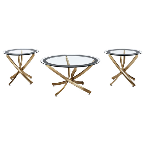 Coaster Furniture Brooke Rose Gold Brass 3pc Coffee Table Set